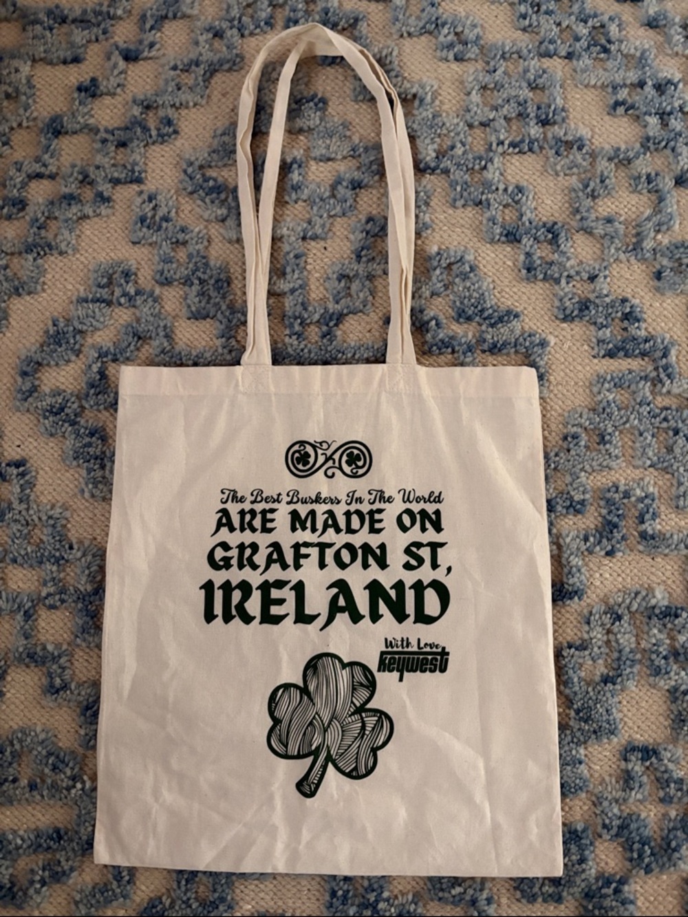 Grafton St. Ireland Shamrock Tote Bag - White & Dark Green